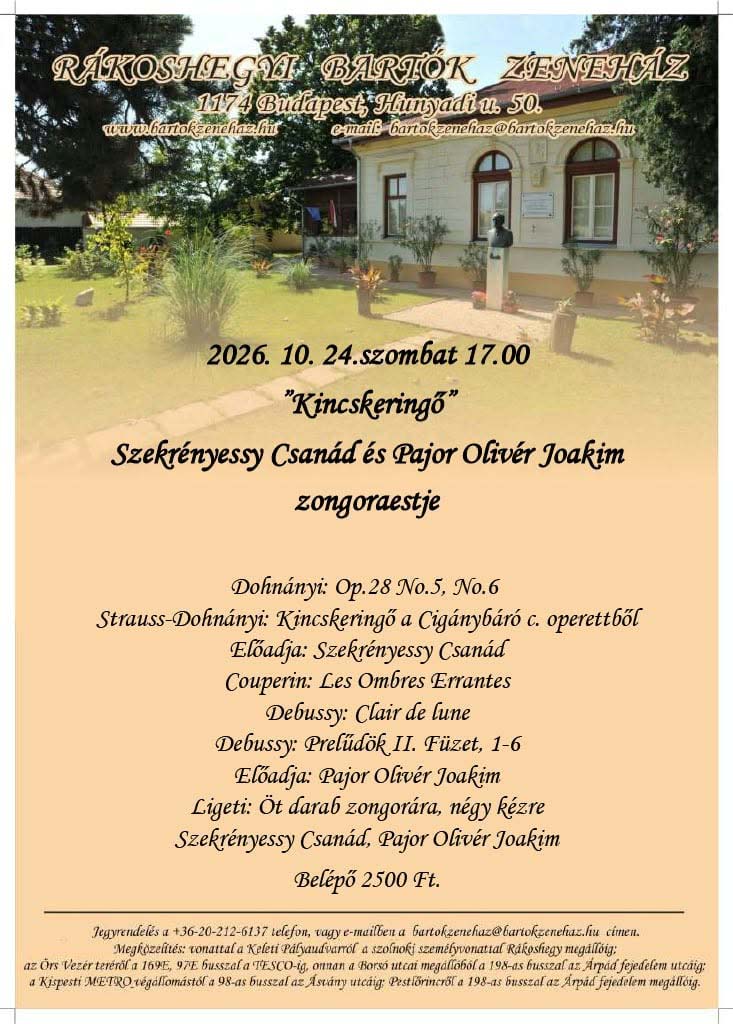 A Bartók Zeneház friss programja
